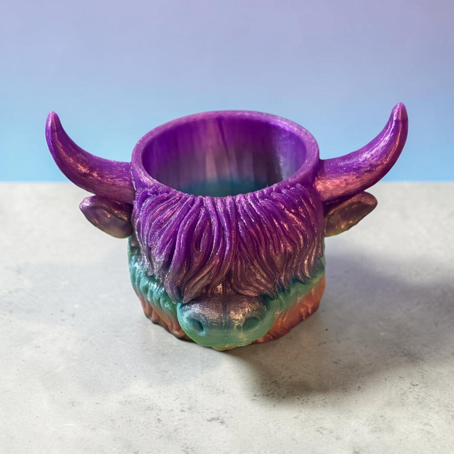 Highland cow head planter