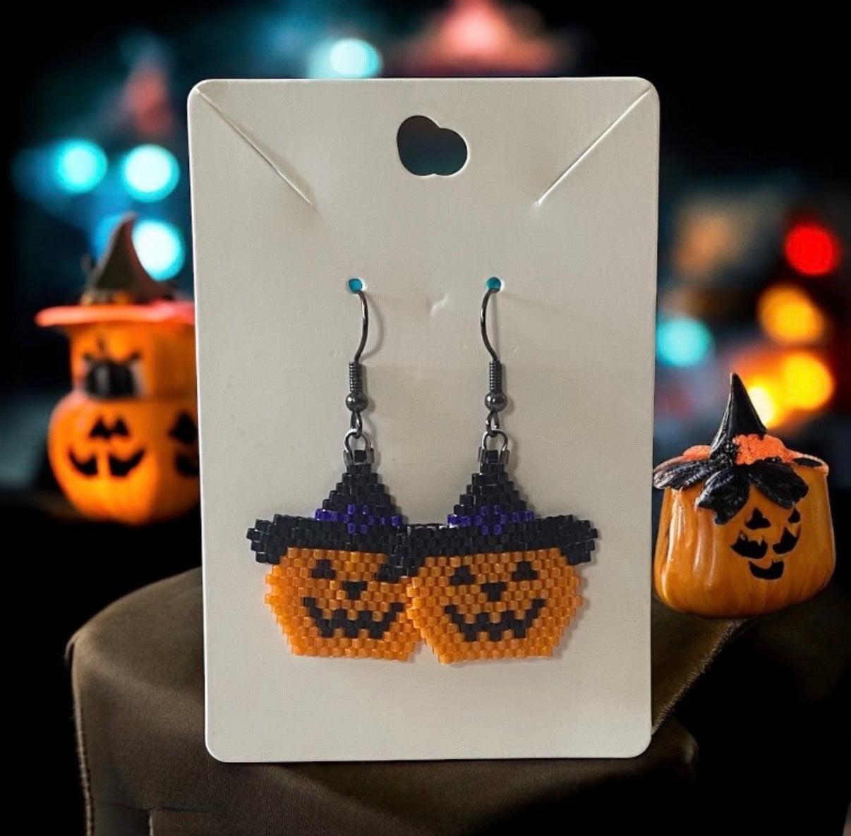 Pumpkin Witch Earrings