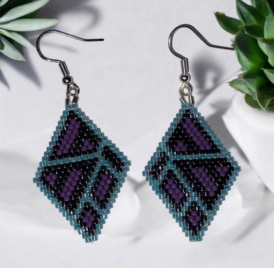 Purple and Teal earrings